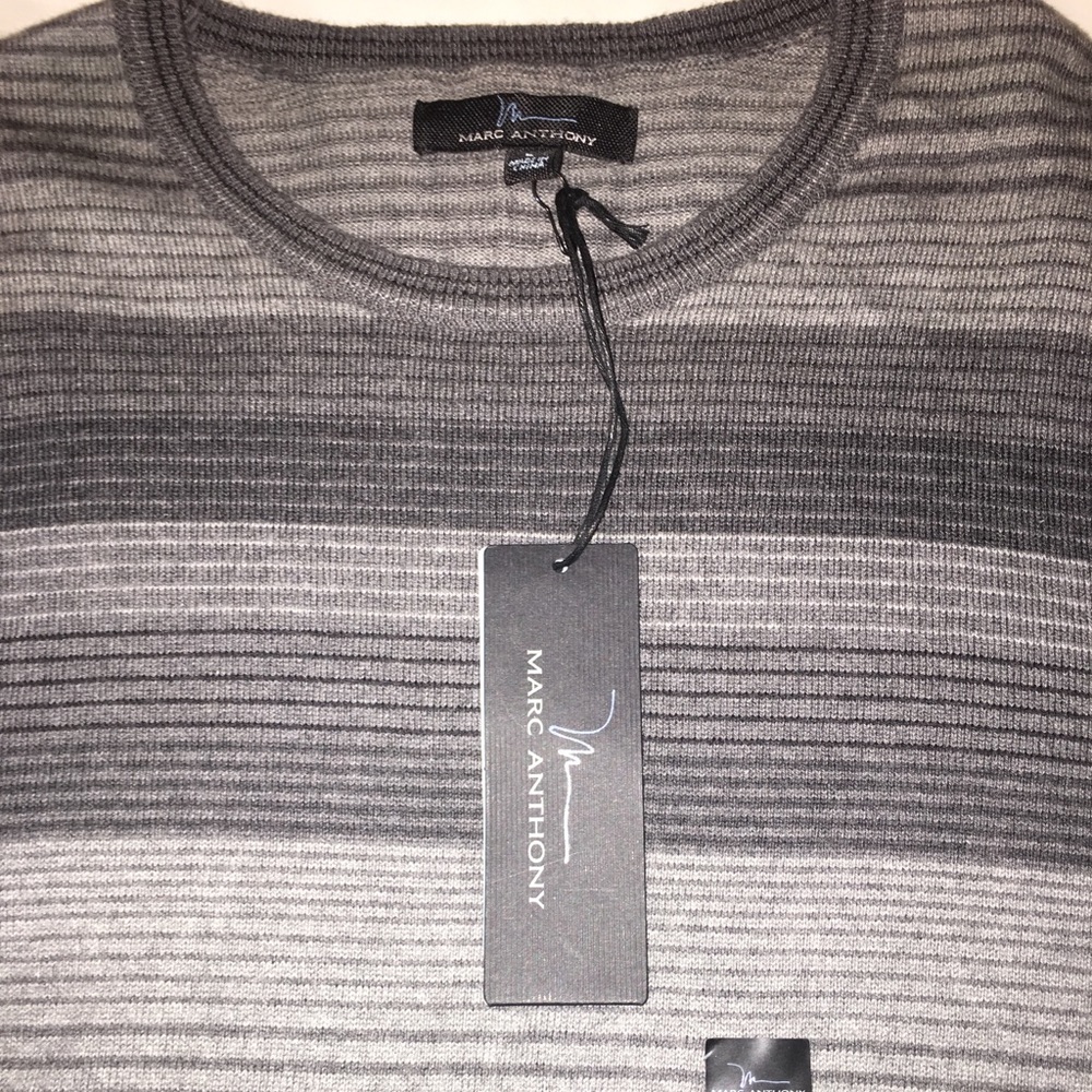 New Mark Anthony sweater grey striped Large